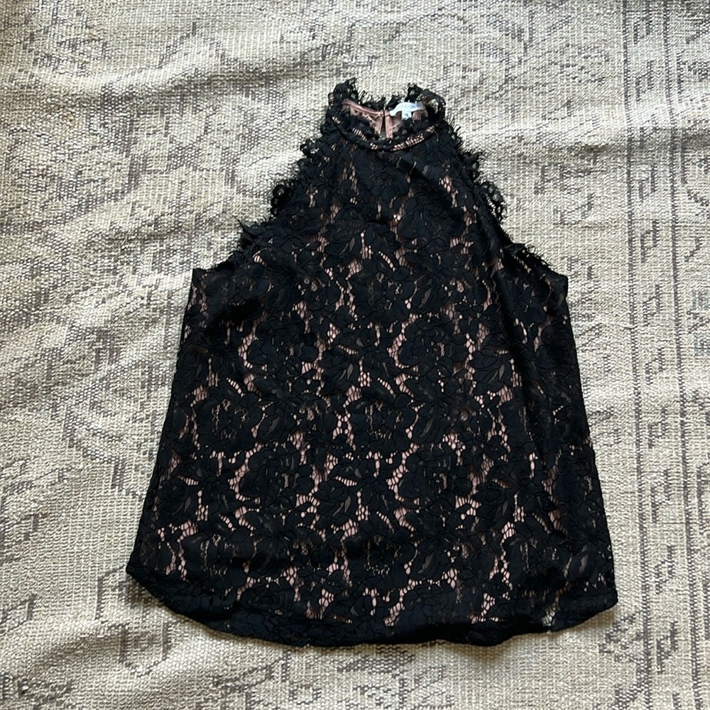 Olivia Grey - Anthropologie- Adora black lace top